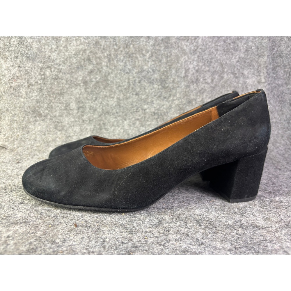 Margaux Black Suede Block Heel Pumps